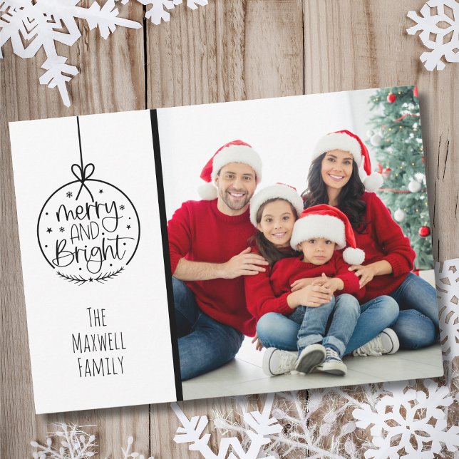 Modernes und Minimalistisches Foto frohe Weihnacht Feiertagskarte (Modern And Minimalist Photo Merry Bright Christmas Holiday Card)