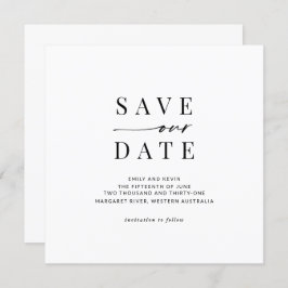 Modernes und minimalistisches Quadrat Save the Dat Einladung