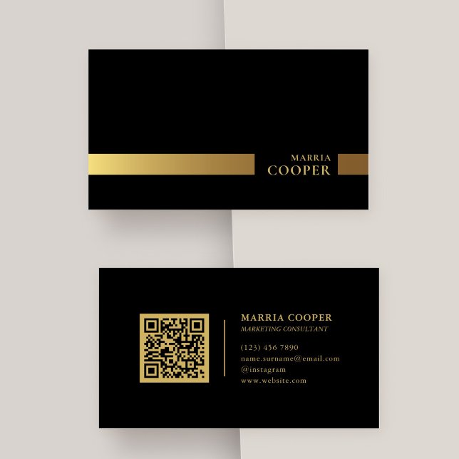 Modernes und Minimalistisches Schwarz/Gold Berufli Visitenkarte (Modern and Minimalist Black and Gold Professional Business Card)