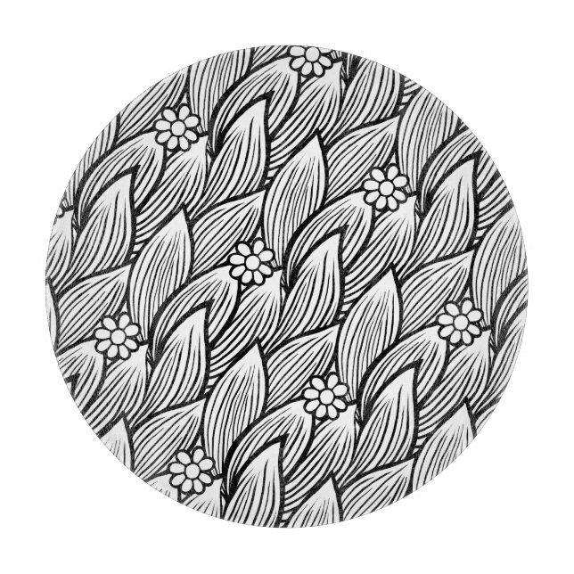 Modernes und Niedliches Schwarz-Weiß-Hippie-Daisy Schneidebrett (Vorderseite)