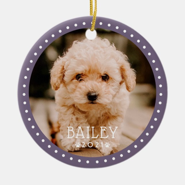 Modernes und spielerisches Dog Dog Dog Puppy Paw F Keramik Ornament (Vorne)