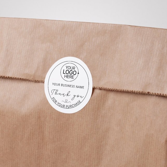 Modernes Unternehmen für das Hinzufügen von Skript Runder Aufkleber (Modern Script Add Logo Business Thank You Classic Round Sticker)