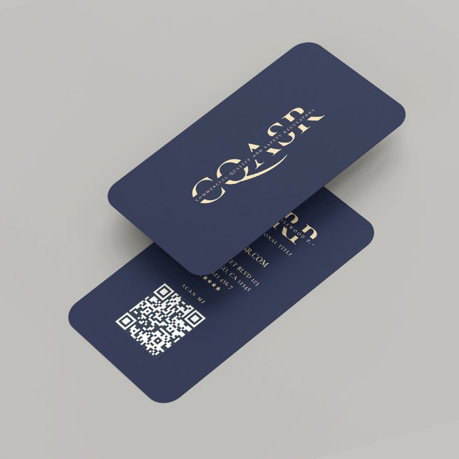 Modernes Unternehmen Gold Monogram Dark Blue Visitenkarte (Modern Company Gold Monogram Professional Corporate Logo Dark Blue Business Card
)