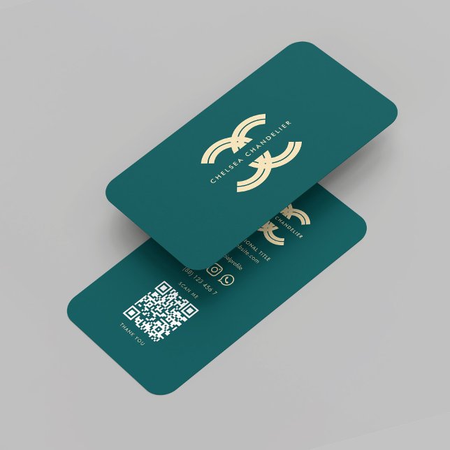 Modernes Unternehmen mit dunklem, Aquamarinem Gold Visitenkarte (Modern Monogram Dark Teal Gold Logo C Company Business Card
)