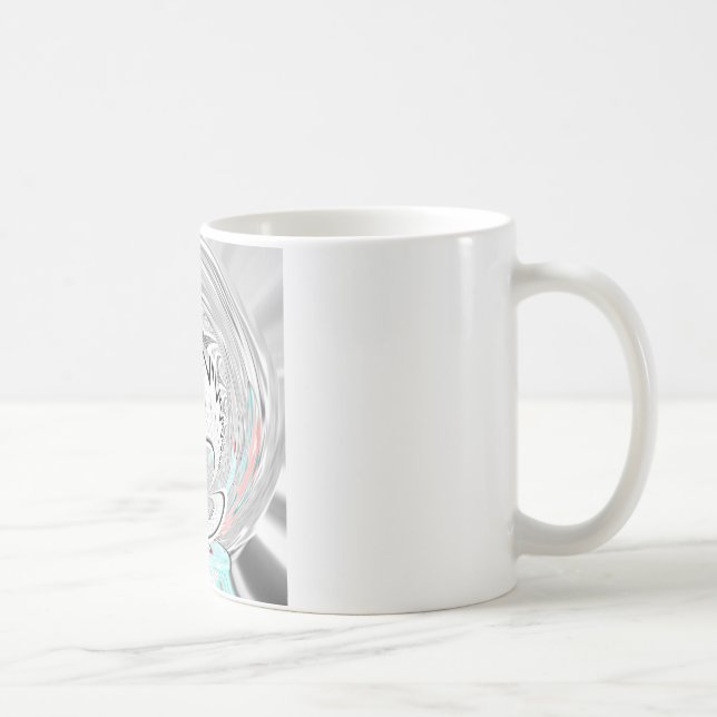 Modernes Urban Ash Gray Flora Abstraktes Muster Ku Kaffeetasse (Rechts)