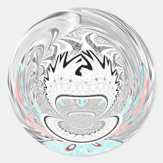 Modernes Urban Ash Gray Flora Abstraktes Muster Ku Runder Aufkleber (Vorderseite)