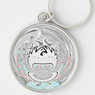 Modernes Urban Ash Gray Flora Abstraktes Muster Ku Schlüsselanhänger