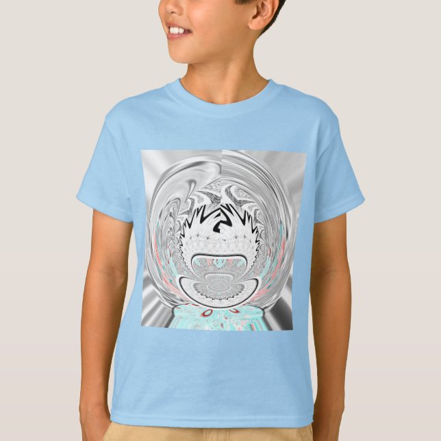 Modernes Urban Ash Gray Flora Abstraktes Muster Ku T-Shirt (Vorderseite)