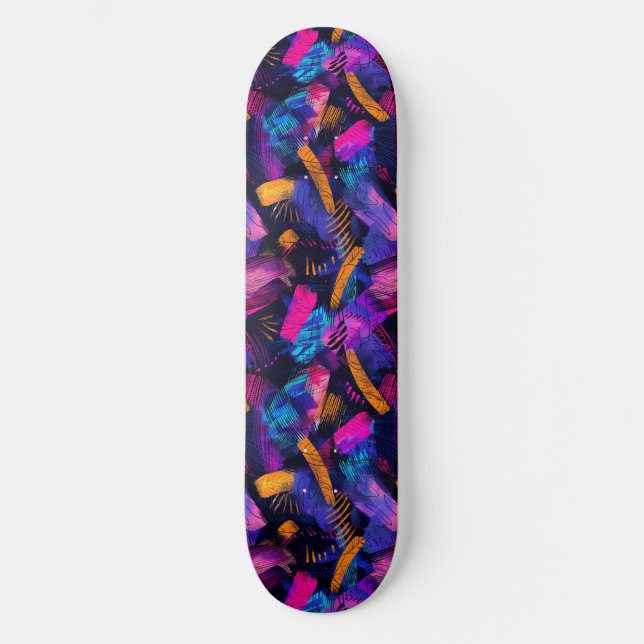 Modernes Urban Graffiti Grunge Muster Skateboard (Vorderseite)