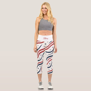 Modernes USA-Sternmuster Damen-Aktivbekleidung Capri Leggings