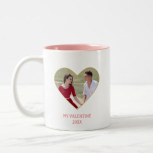 Modernes Valentinisches Foto & Herz Zweifarbige Tasse
