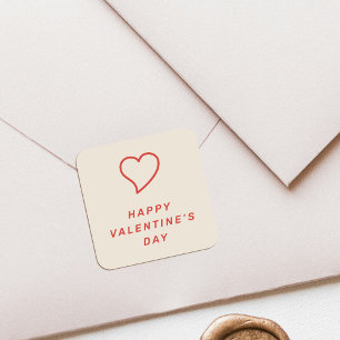 Modernes Valentinstag-Herz-Icon-Sticker - Rot Quadratischer Aufkleber
