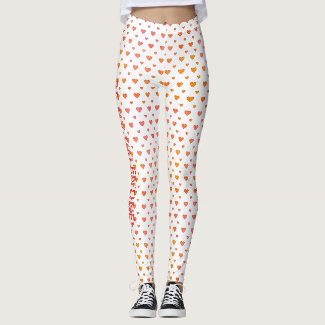 Modernes Valentinstag Niedliches Herzmuster Leggings (Vorderseite)