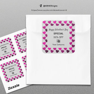 Modernes Valentinstag Special Rotes Herz Grau Quadratischer Aufkleber