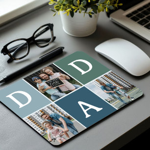 Modernes 'VATER' 3-Foto-Geschenk Mousepad