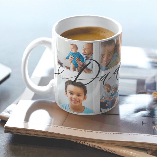 Modernes Vater Script | Geschenk für Väter Foto Co Kaffeetasse (Von Creator hochgeladen)