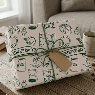 Modernes Vater-Tag-Doodle-Muster Millennial-Dad Geschenkpapier