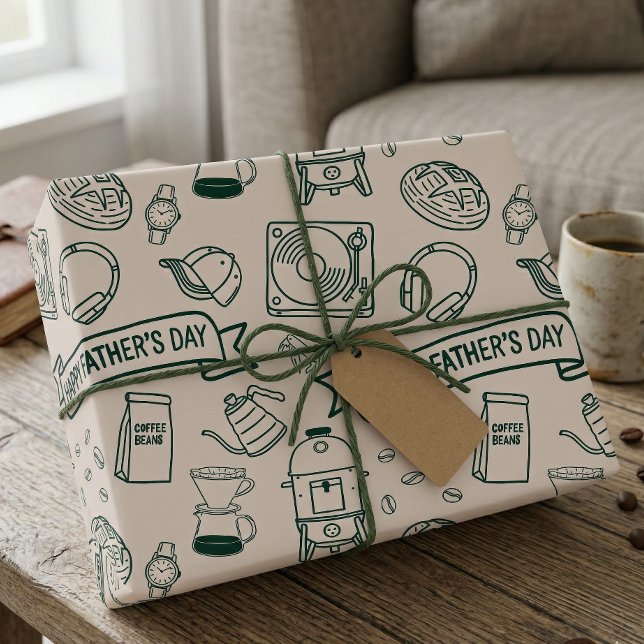Modernes Vater-Tag-Doodle-Muster Millennial-Dad Geschenkpapier (Von Creator hochgeladen)