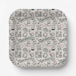 Modernes Vater-Tag-Doodle-Muster Millennial-Dad Pappteller