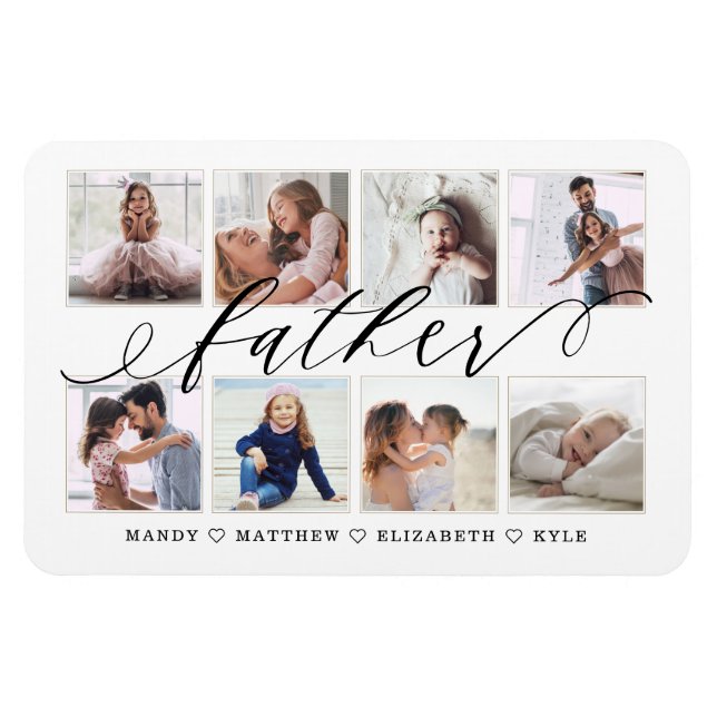 Modernes Vaterskriptgeschenk für Vater-Fotocollage Magnet (Horizontal)