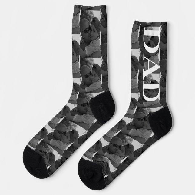 Modernes Vatertag Vater Foto Socken (Linkes Detail)