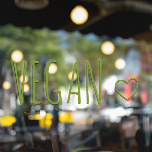 Modernes Vegan mit Herz Öko Café & Store-Signatu Fensteraufkleber