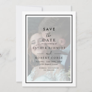 Modernes Vellum Black & White Overlay Foto Hochzei Save The Date