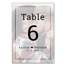 Modernes verblichenes Foto Minimalistische Typogra Tischnummer