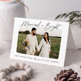 Modernes Verheiratetes und helles Schwarzes Foto Feiertagskarte