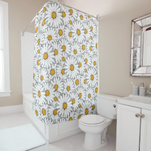 Modernes, Verziertes Daisy-Muster Wasserfarbe Duschvorhang