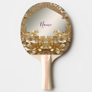 Modernes Verziertes Pingpongpaddel aus Gold Tischtennis Schläger