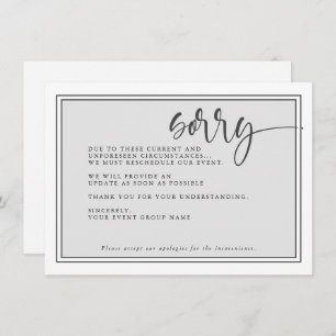 Modernes, verzögertes Ereignis Entschuldigung Umsc Einladung