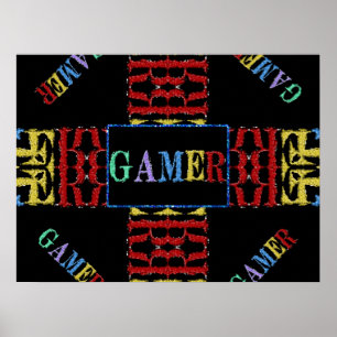 Modernes Videogamer-Mosaik Poster