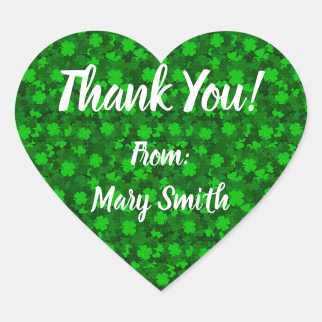 Modernes Vierblättriges Kleeblatt Herz-Aufkleber (Vorderseite)