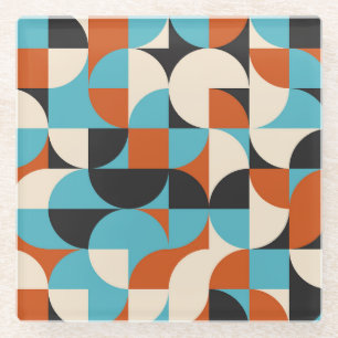 Modernes Vintag: Geometrische Retroformen. Glasuntersetzer