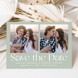 Modernes Vintag Letters Sage Green 2 Foto Save The Date