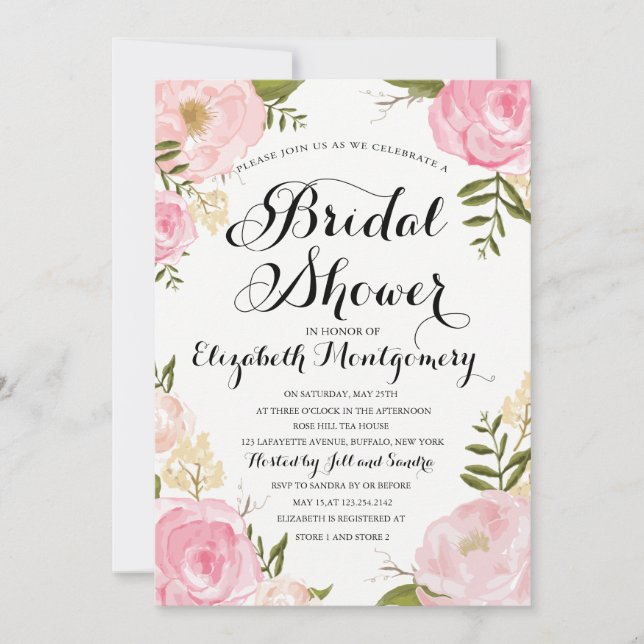 Modernes Vintag rosafarbenes Brautparty Einladung (Vorderseite)