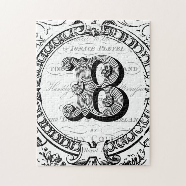 Modernes vintage-französisches Monogramm Buchstabe Puzzle (Vertikal)