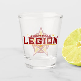 Modernes Vintage Racine Legion Logo Schnapsglas