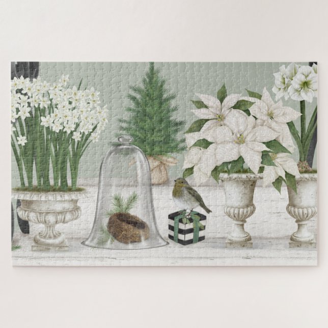 Modernes Vintages Blumenpuzzle Puzzle (Horizontal)