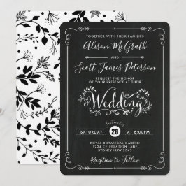 Modernes Vintages Botanisches Hochzeitstreffen Einladung
