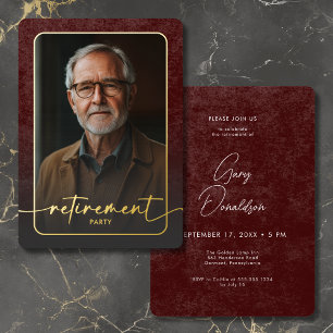 Modernes Vintages Burgund-Foto-Renting-Party Folieneinladung