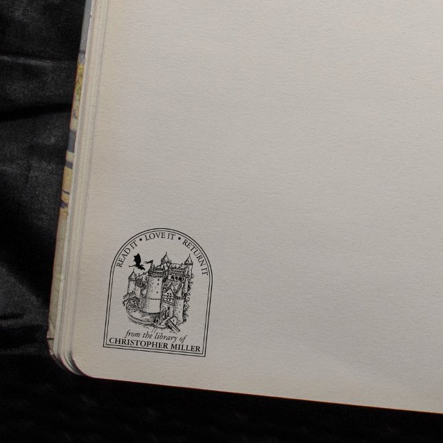 Modernes Vintages Drachenschloss aus der Bibliothe Gummistempel (Von Creator hochgeladen)