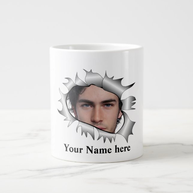 Modernes Vintages Foto nach Maß Jumbo-Tasse (Vorderseite)