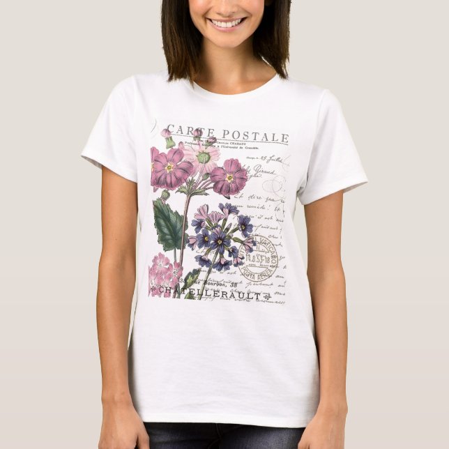modernes Vintages französisches Blumen T-Shirt (Vorderseite)