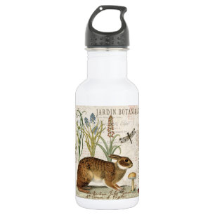 modernes Vintages französisches Kaninchen im Garte Trinkflasche