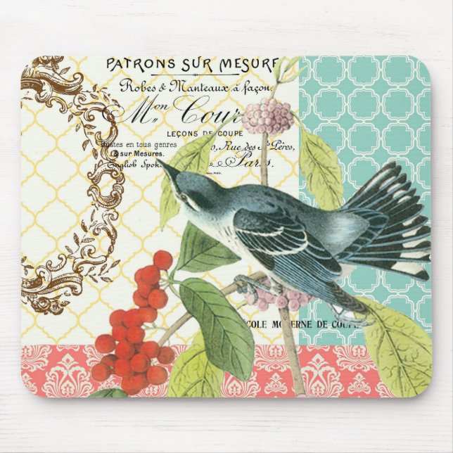 Modernes Vintages französisches Vogel mousepad (Vorne)