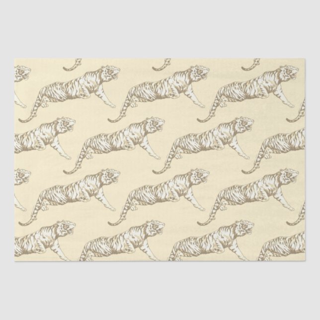 Modernes Vintages Gold Beige Tigermuster Seidenpapier (Vorderseite)