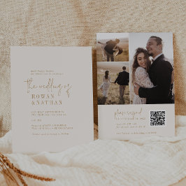 Modernes, Vintages Gold QR Code Foto Hochzeit Einladung