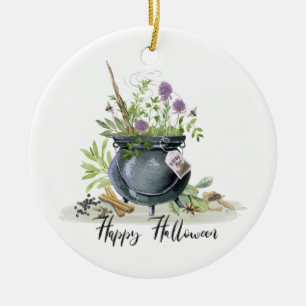 Modernes Vintages Halloween Cauldron Rezept 1 Keramik Ornament
